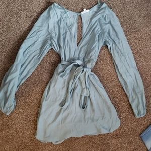 Deep V, low back flowy mini dress